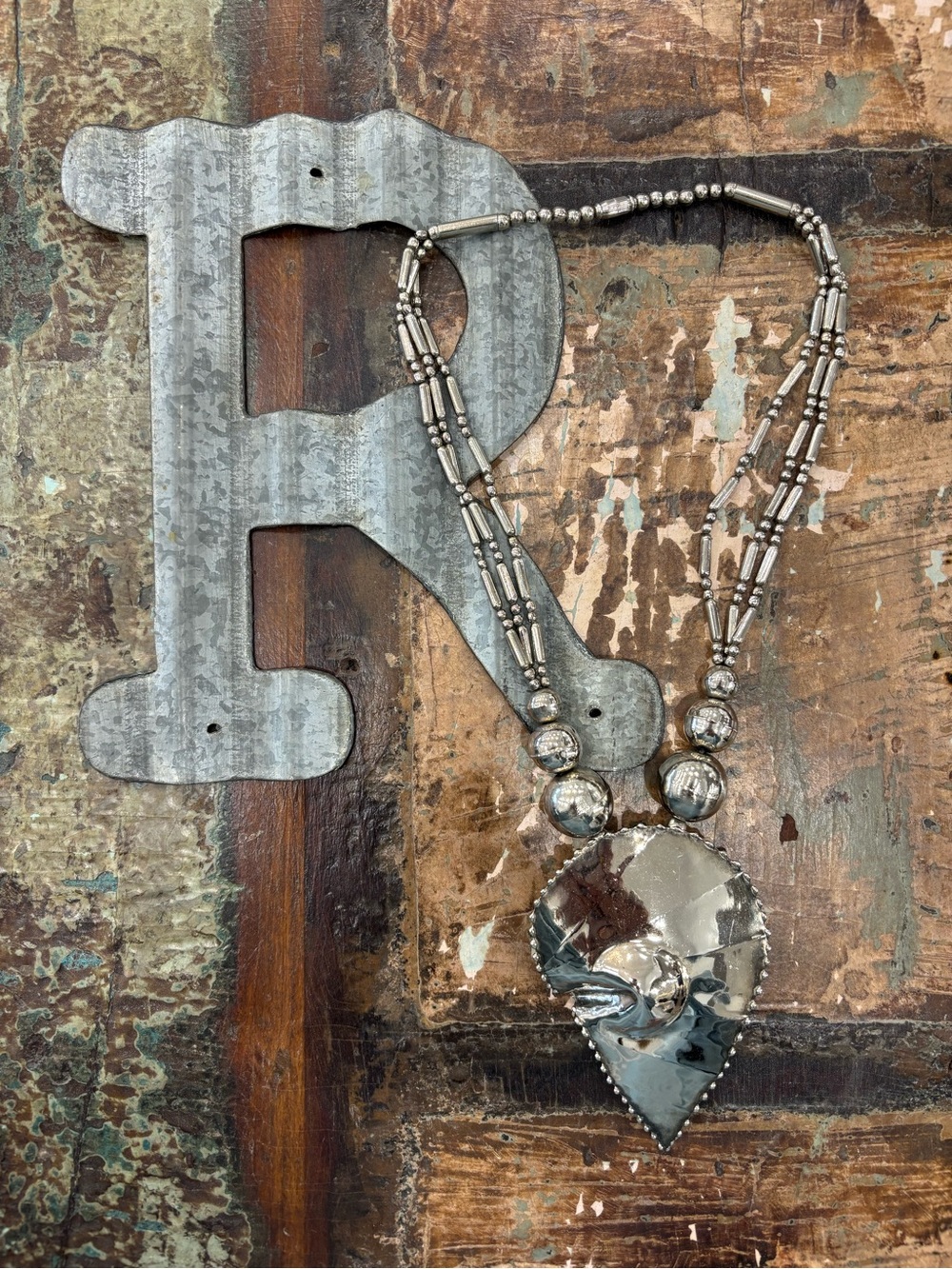 Native Silver-Tone Heart Pendant Necklace
